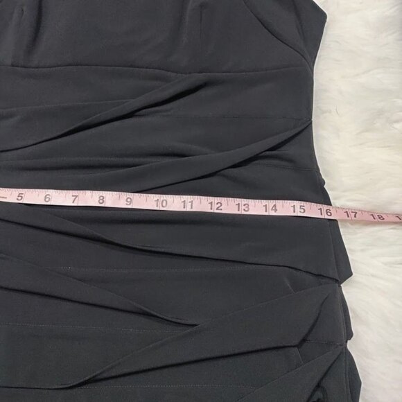 Carole Little Black Mother of The Bride Bodycon Tiered Square Neck Dress Size 14 - Picture 9 of 11